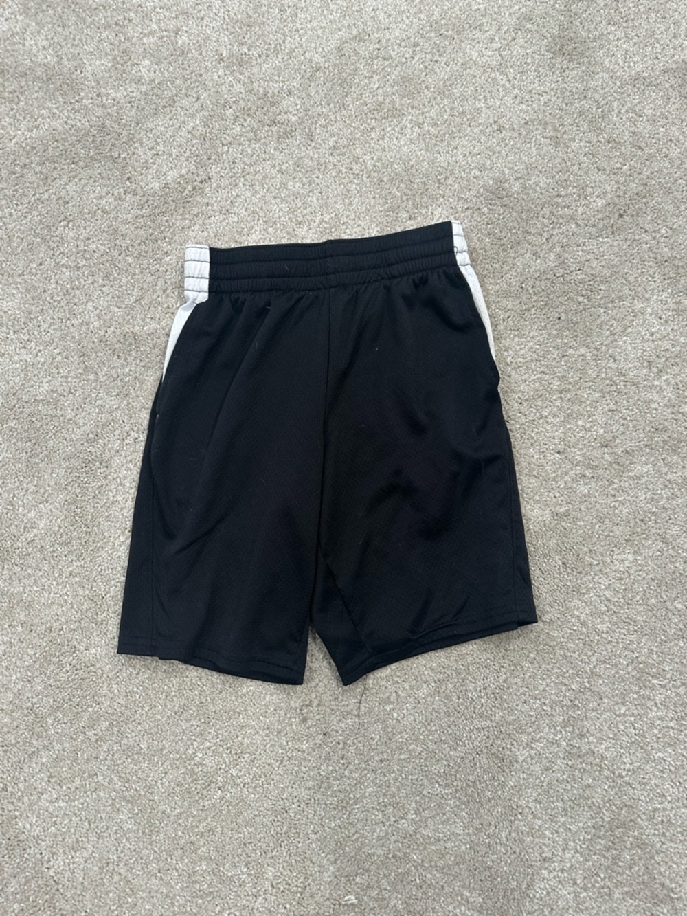 Athletic Works Black Mesh Shorts with White Side Stripes